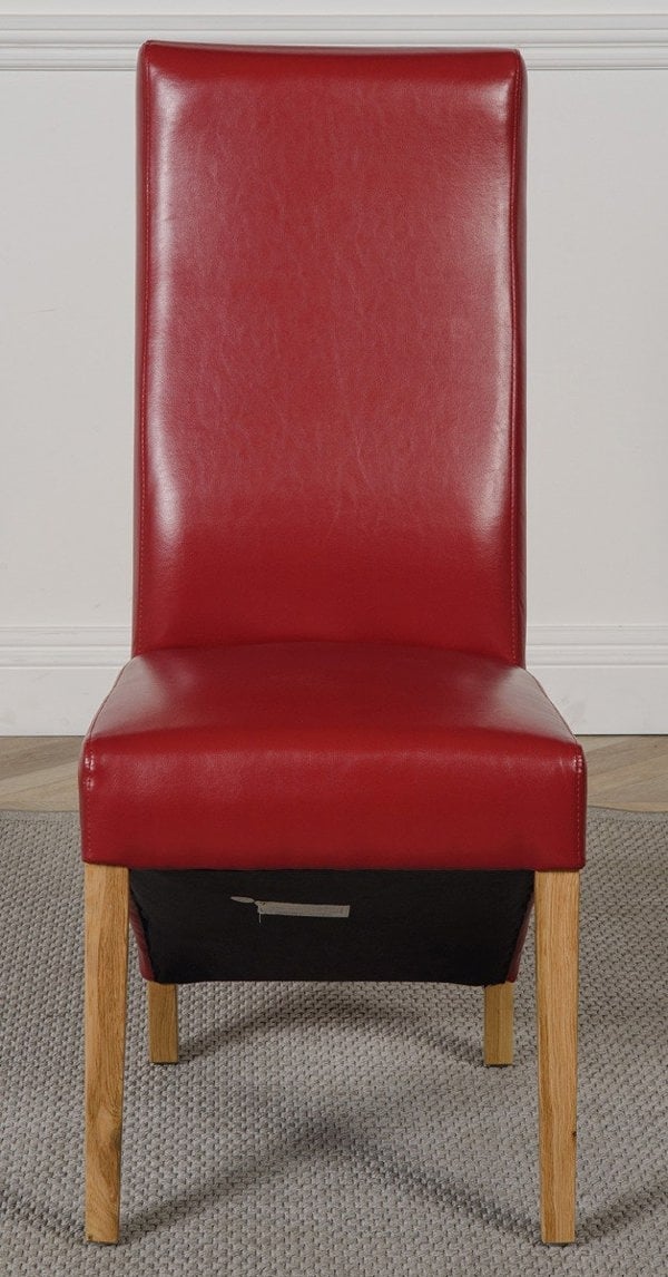 That's Furniture Kuba Large Oak Dining Table with 6 Lola Burgundy Leather Chairs