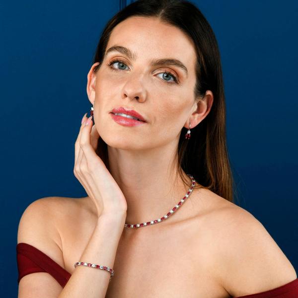 namana Red Tennis Necklace for Women in 925 Sterling Silver