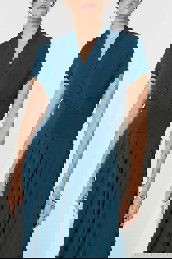 Teal | Cap Sleeve Tie Waist Jersey Midi Dress
