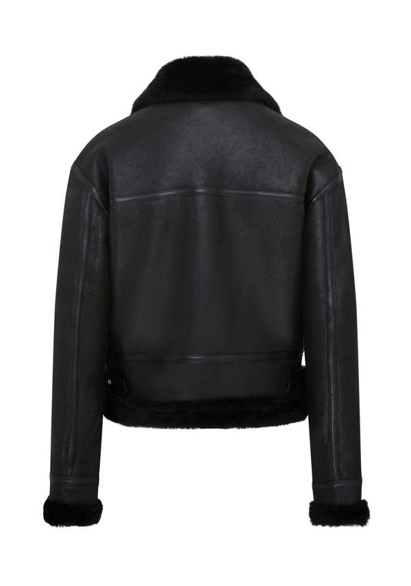 Infinity Leather Womens Black Bomber B3 Sheepskin Jacket -Akiak