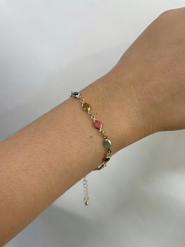 SVNX Multicolour Oval Chain Bracelet