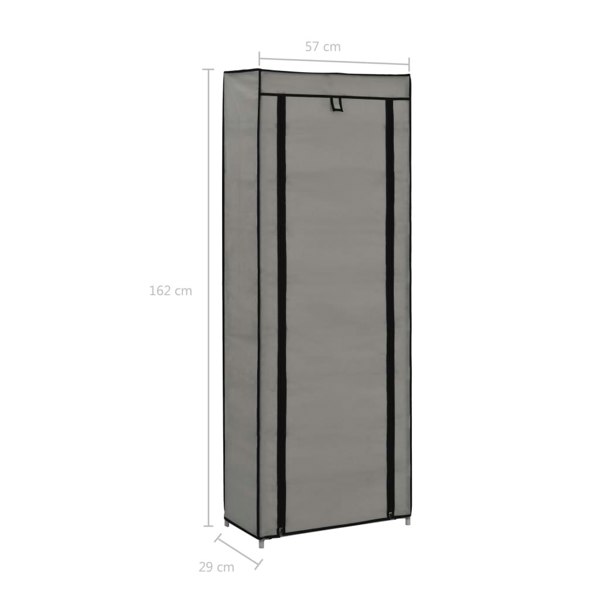 Berkfield Shoe Cabinet with Cover Grey 57x29x162 cm Fabric
