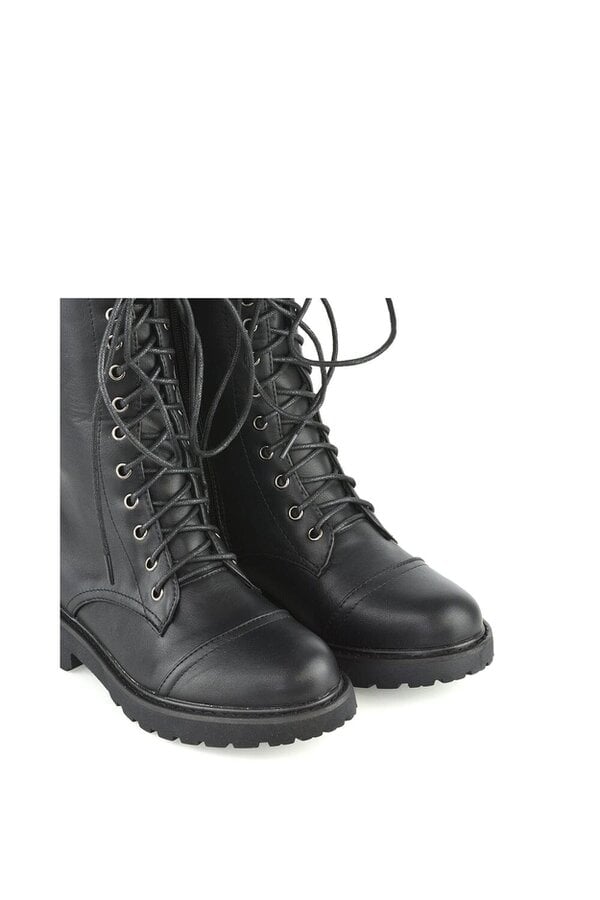 XY LONDON Knee High Chunky Mid-Calf Lace up Combat Boots