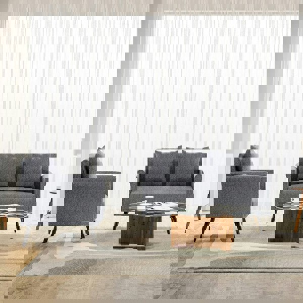 Modern Upholstered Fabric Sofa 2 Seater with 2 Pillows in Grey 2 Seater Sofas Living and Home 