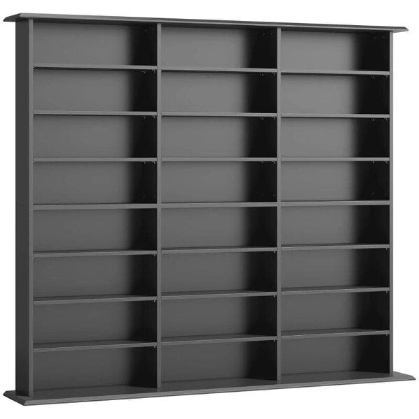 Bobobiy 1032 CD/594 DVD Storage Unit, Blu-ray Media Storage Shelf with 24 Compartments and 18 Adjustable Shelves, Black