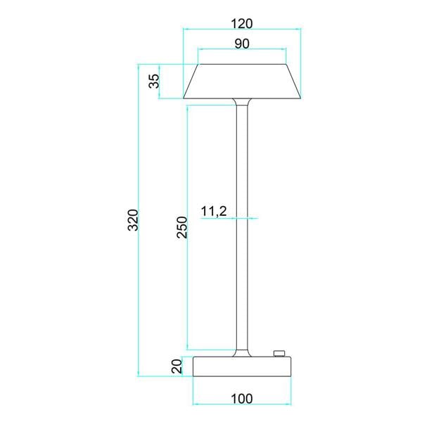 Energize Black LED Rechargeable Desk Table Lamp with Touch Sensor