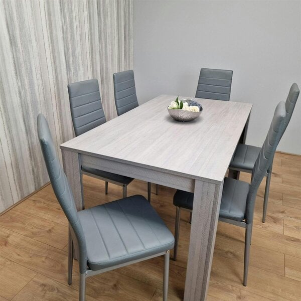Kosy Koala Modern Grey Rectangle Dining Table Set With 6 Grey Chairs Dining Room Furniture