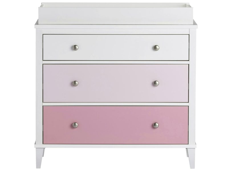 Dorel Home Poppy 3 DRW Dresser with Changer White/Pink