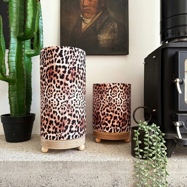 Luxe Leopard Print Cordless Lamps - 2 Sizes Available. Light off