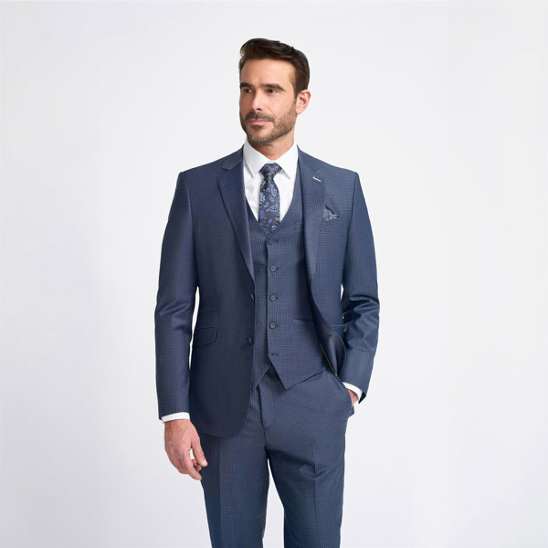 House of Cavani Bond Check Blazer - Navy