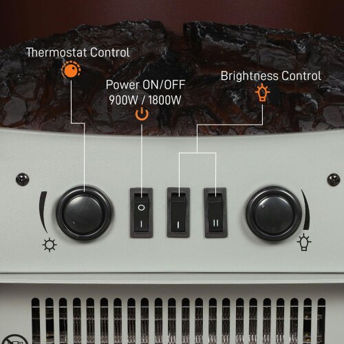 HOMCOM 900W/1800W Freestanding Electric Fireplace, Room Heater, Grey