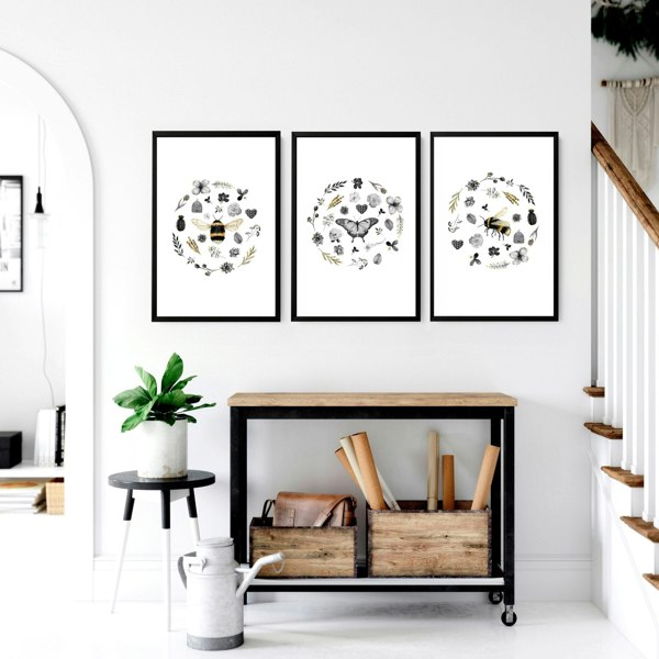 Bees artwork | set of 3 Kitchen wall art prints