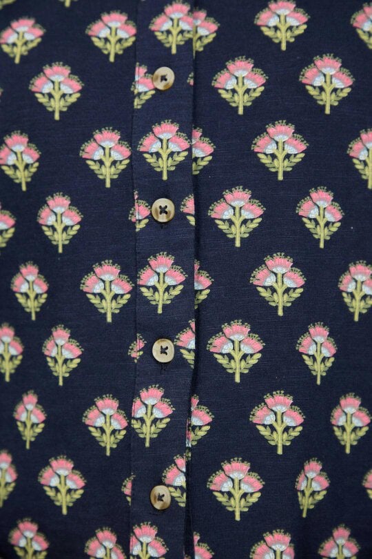 Mudflower Leaf Print Cotton Shirt