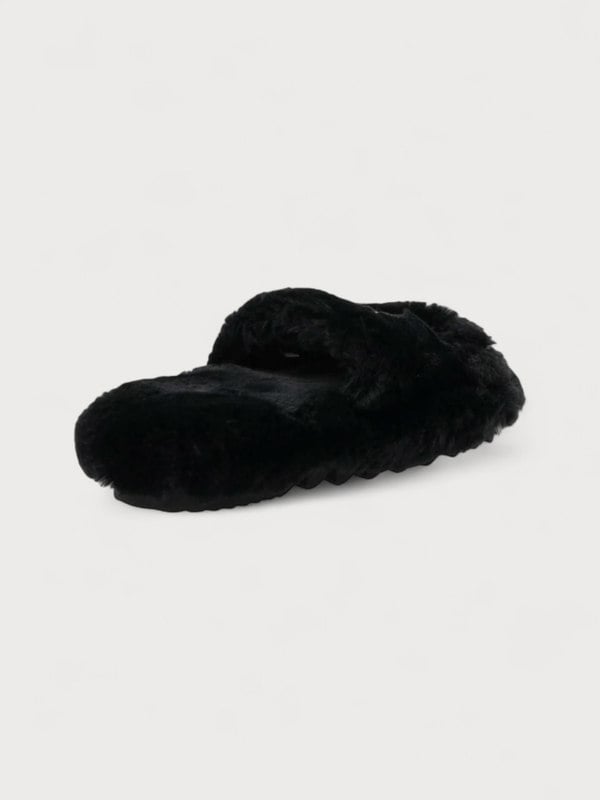 Sacai Wmns Fuax Fur Comfort Slippers Black - Supplied FashionSacai
