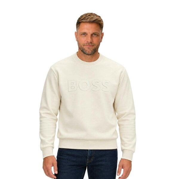 BOSS Salbo Tonal Logo Sweatshirt Open White