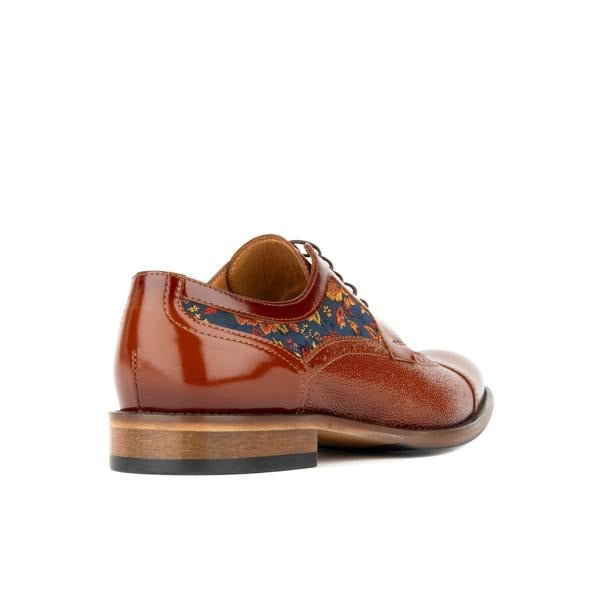 Embassy London Orlando - Tan & Blue Flowers - Men's leather dress shoe with floral print