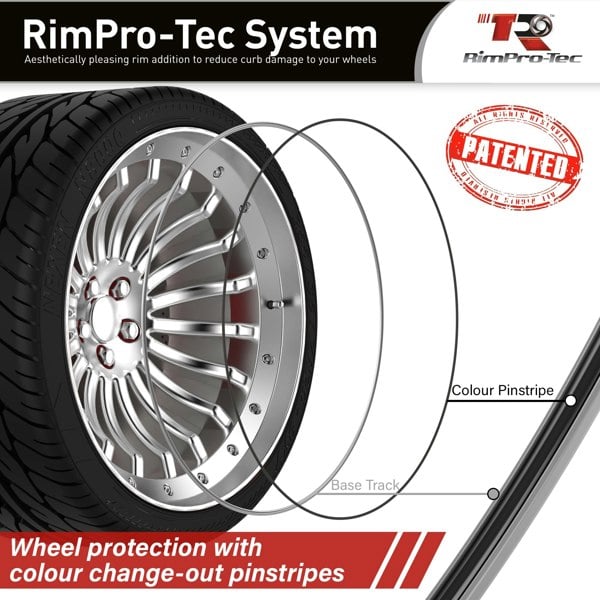 RimPro-Tec Group 4x Silver Base's 4x Black Pinstripe's / RimPro-Tec® Wheelbands™ car wheel styling kit
