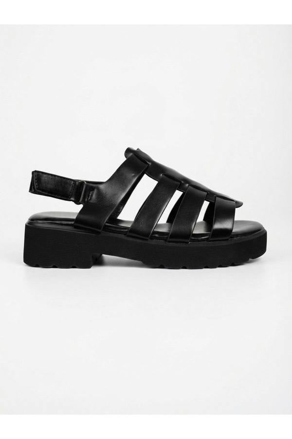 Rosa Cage Platform Sandals - Black
