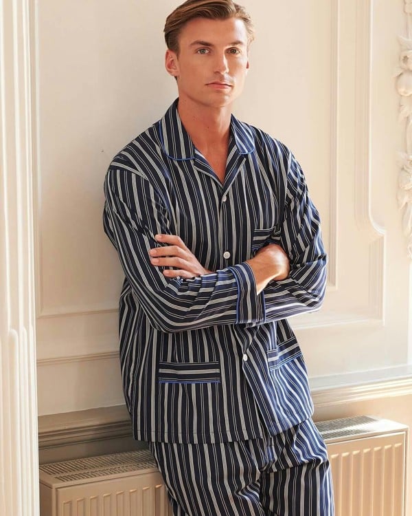 British Boxers Men's Cotton Pyjama Set –  Windsor Regimental Satin Stripe