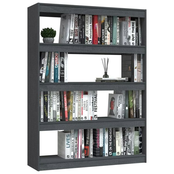 Berkfield Book Cabinet/Room Divider Grey 100x30x135.5 cm Solid Pinewood