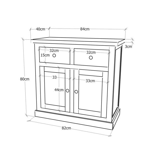 Cabinet Bits Lucca Waxed 2 Drawer 2 Door Sideboard Brass Knob