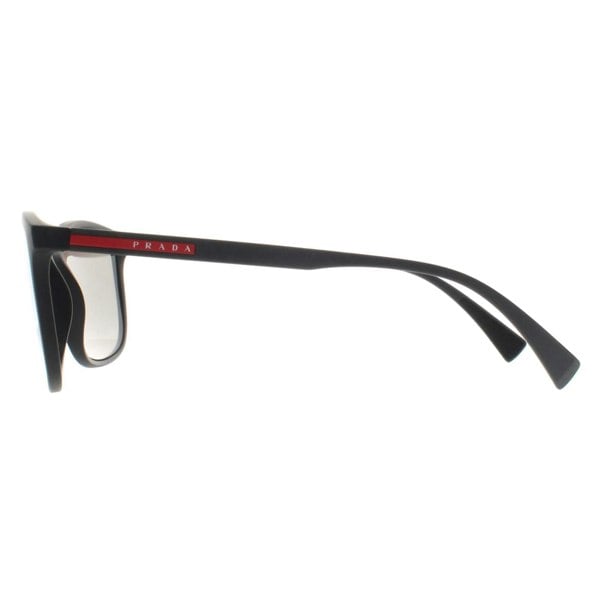 Prada Sport Sunglasses PS01TS DG02B0 Black Rubber Light Grey Silver Mirror