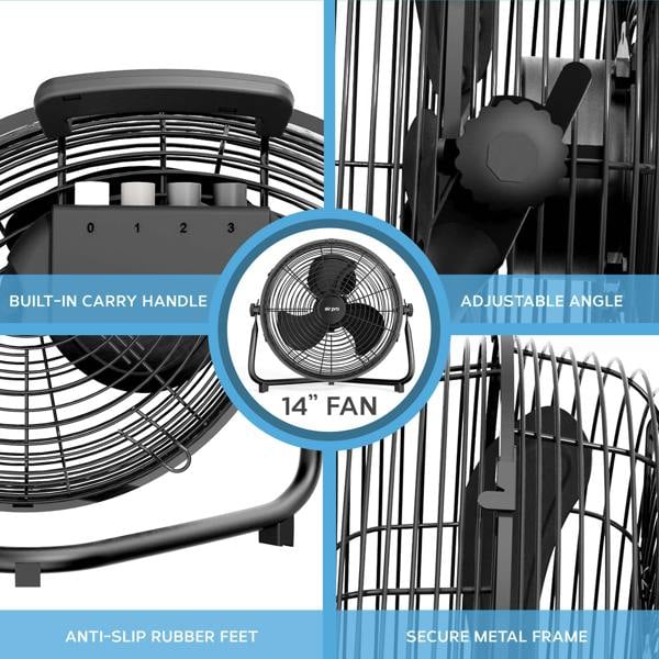 Air Pro 14" Floor Fan - Powerful Air Cooling Fan With 3 Speed Settings