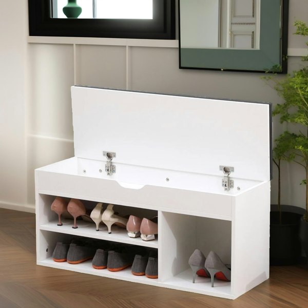 Rafaelo Mobilia Shoe Storage Bench 90CM White