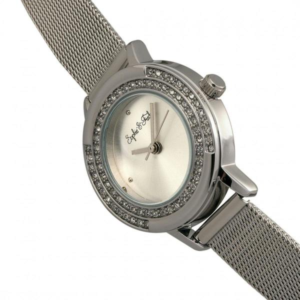 Sophie & Freda Cambridge Bracelet Watch w/Swarovski Crystals - Silver - SAFSF4101