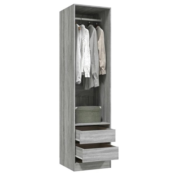 Berkfield Wardrobe with Drawers Grey Sonoma 50x50x200 cm Engineered Wood