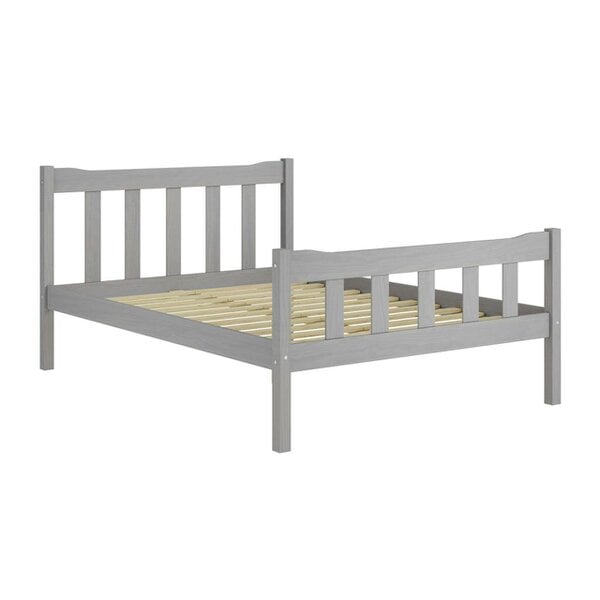 Wyld Haus Tralee Grey Washed Wooden 4ft6 Double Bed with Panelled Headboard and Footboard