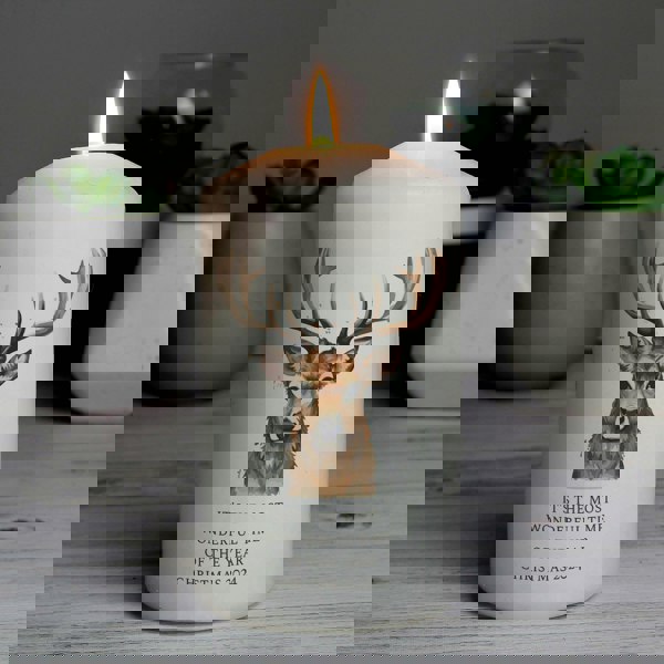 Personalised Memento Company Personalised Watercolour Stag Pillar Candle