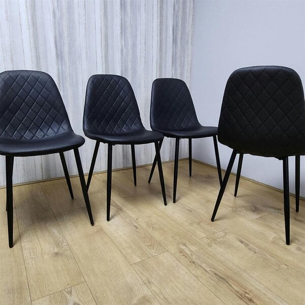 Kosy Koala Dining Chairs Set of 4 Black Faux Leather Kitchen Chairs Dining Room Furniture