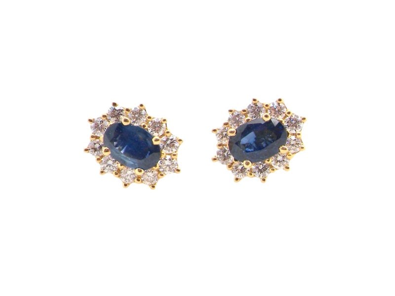 Vintage Tom A pair of Sapphire and Diamond Cluster Earrings