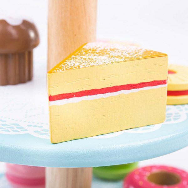 Bigjigs Toys Wooden Cake Stand With 9 Cakes