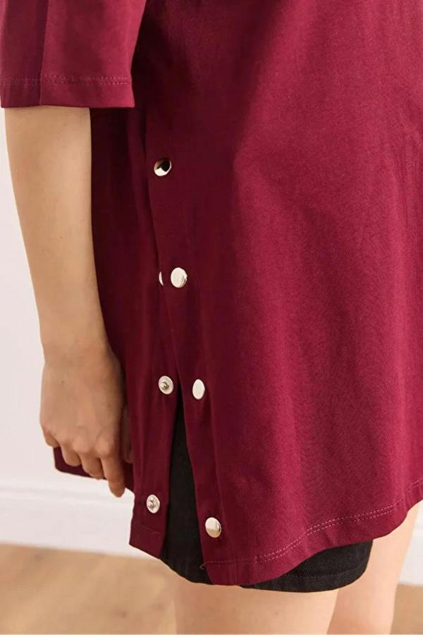 Hoxton Gal 100% Cotton T-Shirt with Side Buttons