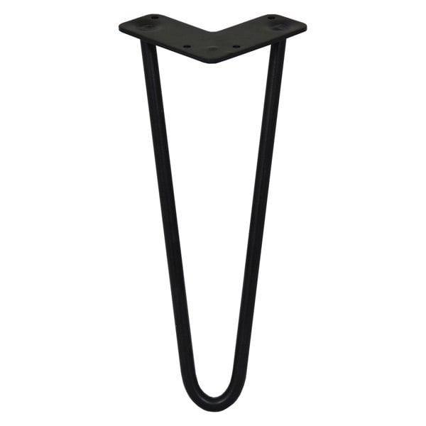 SkiSki 4 x 12" Hairpin Legs - 2 Prong - 12mm - Black