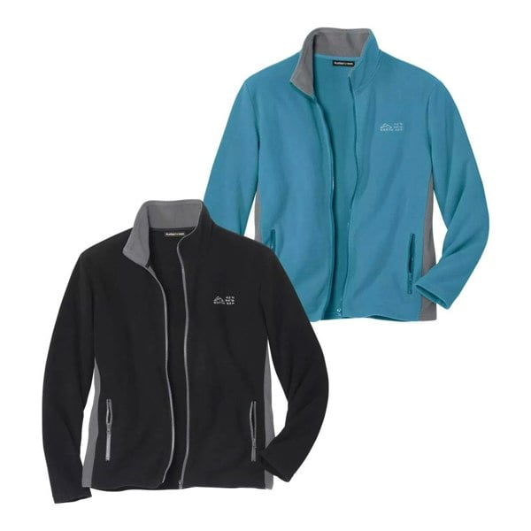 Atlas For Men Mens Contrast Panel Fleece Jacket (Pack of 2) - Black/Turquoise