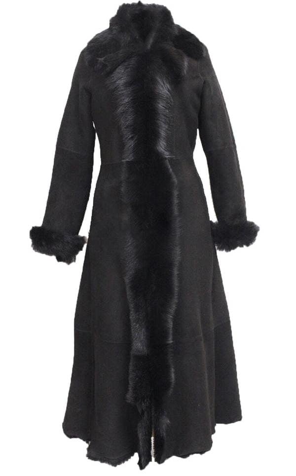 Infinity Leather Womens Black Suede Toscana Sheepskin Trench Coat-Fribourg