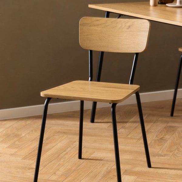 Furniture To Go Peru Dining Chair in Steel and Oak Set of 2