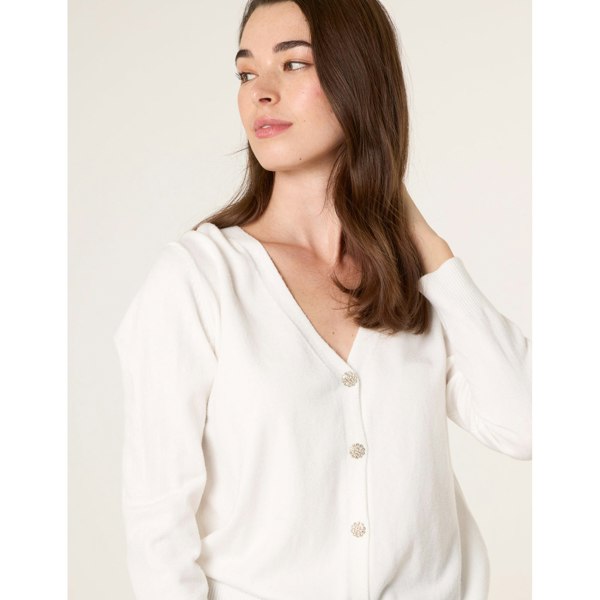 Blue Vanilla V Neck Diamante Button Cardigan