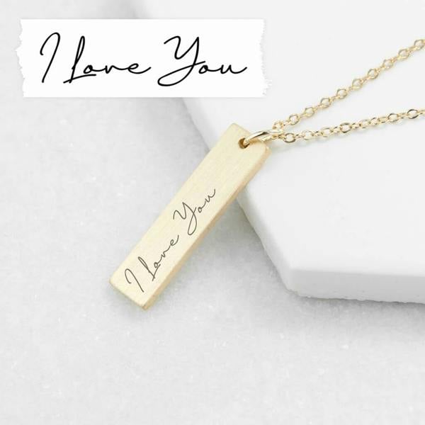 Personalised Handwriting Bar Necklace - alternative angle
