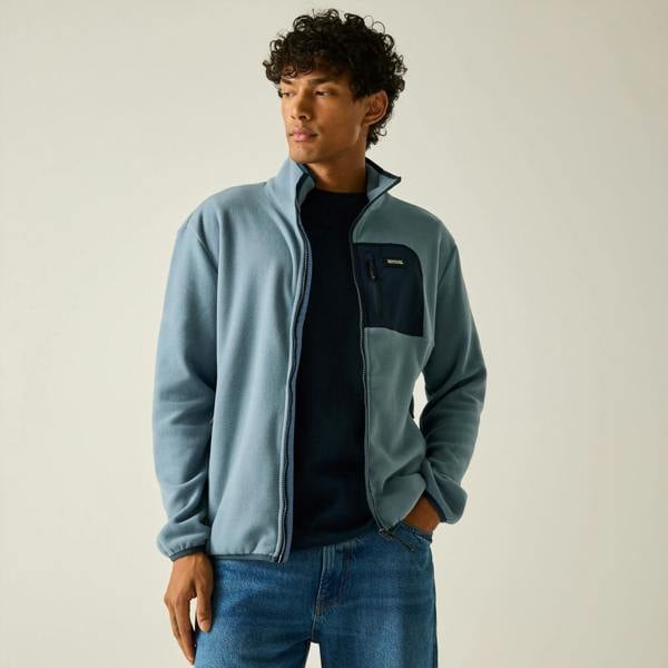 Regatta Mens Frankie Full Zip Fleece Jacket - Grey Mirage/Navy
