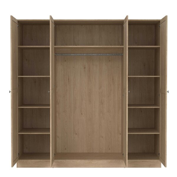 Wyld Haus Cherryfern Natural Oak Wood Wardrobe 4 Frame Doors