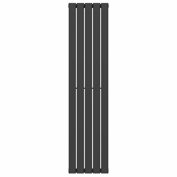 MYHOMEWARE Black 376 x 1600 mm Modern Vertical Flat Panel Designer Radiator Single Panel Radiator Heater