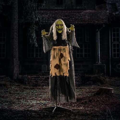 HOMCOM Halloween Witch Animatronic Prop with Sound Activated