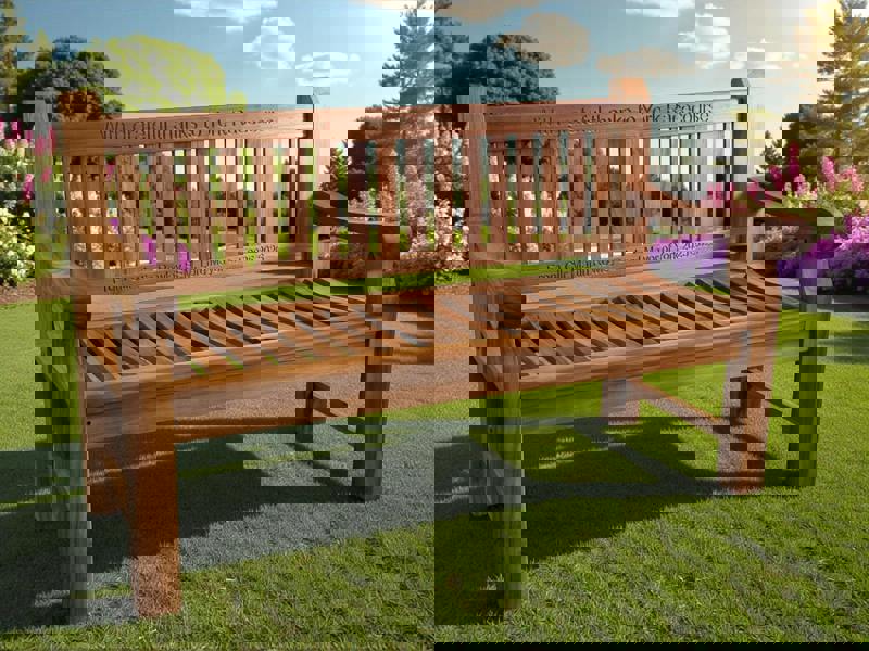 Memorials Direct Premium Chunky Teak Memorial Bench, Add Your Personal Engraving