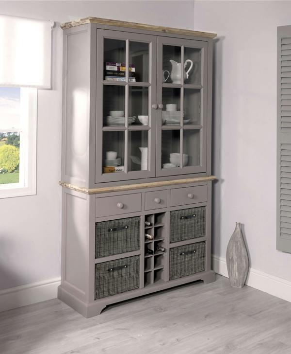 Florence Display Cabinet with Wine Rack, Drawers and Baskets