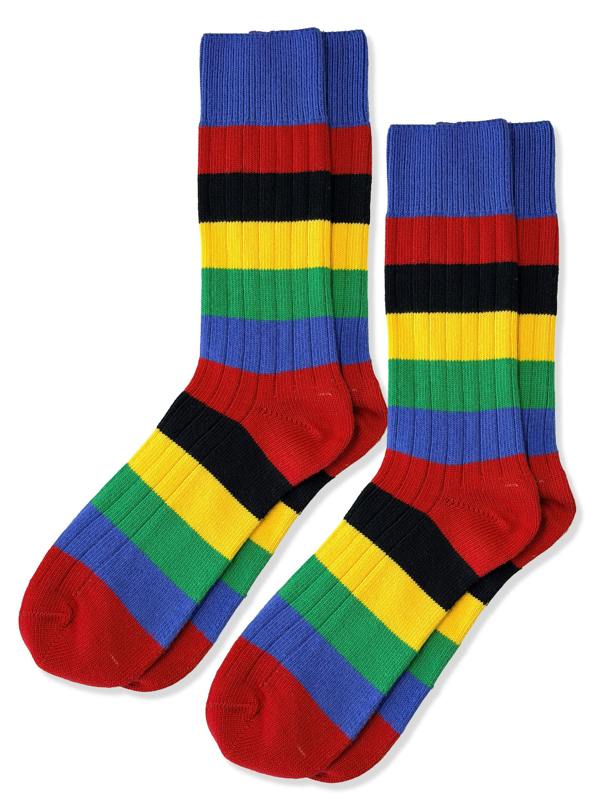 Jemsox Men's Twin Pack Rugby Socks – Multicolour Stripe