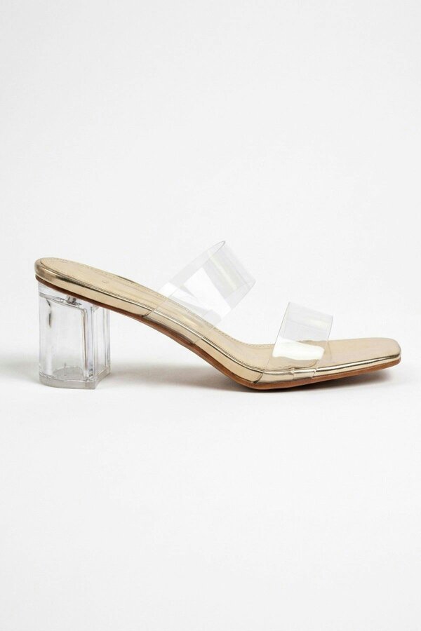 ikrush Genevieve Clear Strap Low Block Heel Mules